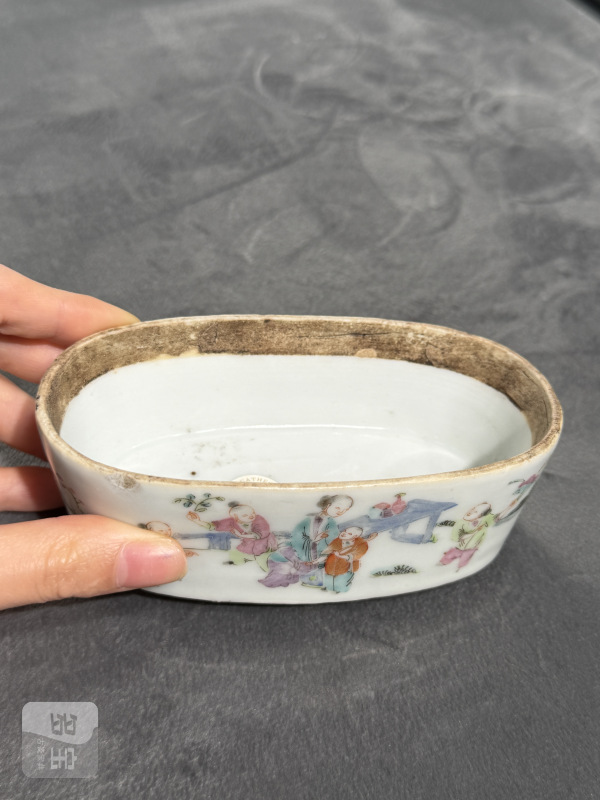 清同治粉彩登科教子图小缸 - 图7